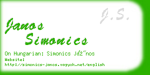 janos simonics business card